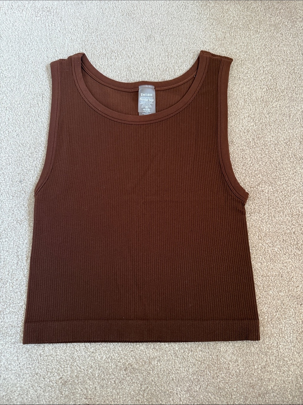 Sunday Best Ribbed Sleeveless Tank Top - Brown